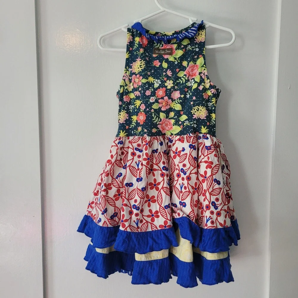 Matilda Jane Size‎ 2 Mixed Print Floral Ruffle Dress Toddler Girls Sleeveless